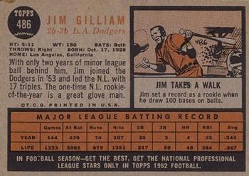 1962 Topps #486 Jim Gilliam Back