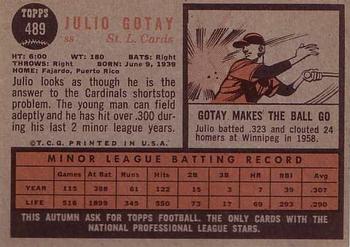1962 Topps #489 Julio Gotay Back