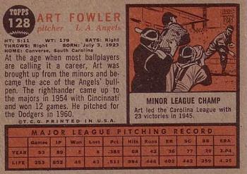 1962 Topps #128 Art Fowler Back