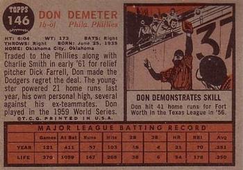 1962 Topps #146 Don Demeter Back