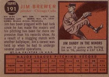 1962 Topps #191 Jim Brewer Back