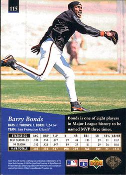 1995 SP #115 Barry Bonds Back