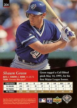 1995 SP - Superbafoil #204 Shawn Green Back