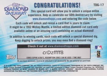 2011 Topps - Diamond Giveaway #TDG-17 Ryan Braun Back