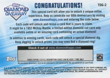 2011 Topps - Diamond Giveaway #TDG-2 Jackie Robinson Back