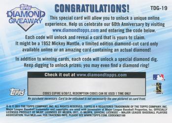 2011 Topps - Diamond Giveaway #TDG-19 Joe Mauer Back
