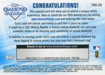 2011 Topps - Diamond Giveaway #TDG-29 Jose Bautista Back
