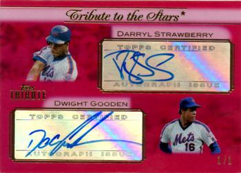 2011 Topps Tribute - Tribute to the Stars Dual Autographs Red #TSA-SG Darryl Strawberry / Dwight Gooden Front