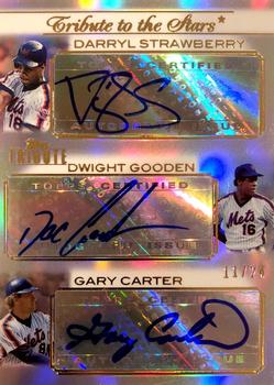 2011 Topps Tribute - Tribute to the Stars Triple Autographs #TSTA-SGH Darryl Strawberry / Dwight Gooden / Gary Carter Front