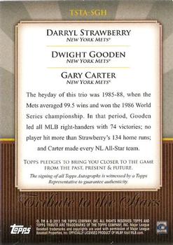 2011 Topps Tribute - Tribute to the Stars Triple Autographs #TSTA-SGH Darryl Strawberry / Dwight Gooden / Gary Carter Back