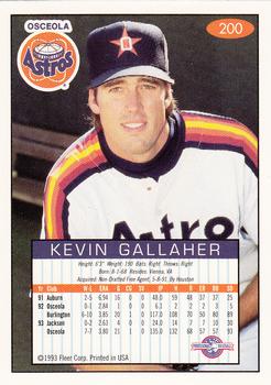 1993-94 Fleer Excel #200 Kevin Gallaher Back