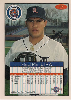 1993-94 Fleer Excel #57 Felipe Lira Back