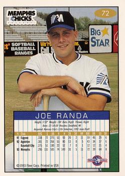 1993-94 Fleer Excel #72 Joe Randa Back