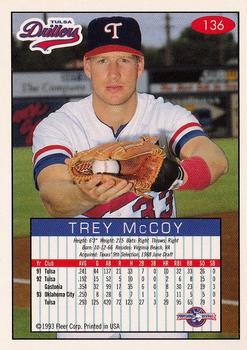 1993-94 Fleer Excel #136 Trey McCoy Back
