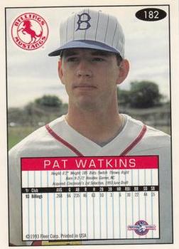 1993-94 Fleer Excel #182 Pat Watkins Back