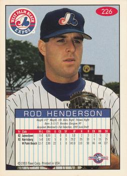 1993-94 Fleer Excel #226 Rod Henderson Back
