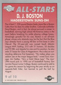 1993-94 Fleer Excel - All-Stars #9 D.J. Boston Back