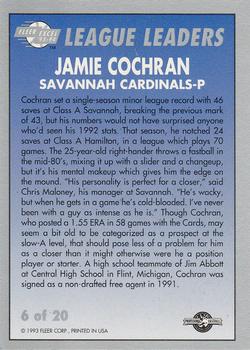 1993-94 Fleer Excel - League Leaders #6 Jamie Cochran Back