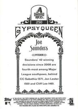 2011 Topps Gypsy Queen #250 Joe Saunders Back
