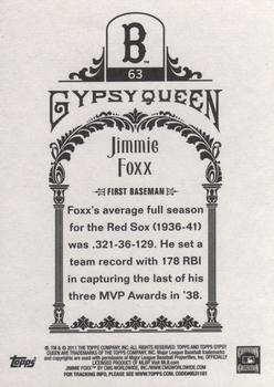 2011 Topps Gypsy Queen #63 Jimmie Foxx Back