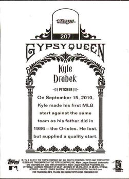 2011 Topps Gypsy Queen #207 Kyle Drabek Back