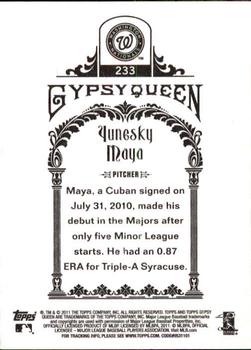 2011 Topps Gypsy Queen #233 Yunesky Maya Back