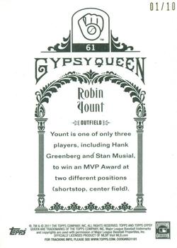 2011 Topps Gypsy Queen - Framed Stamp #61 Robin Yount Back