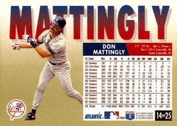 1993 Fleer Atlantic #14 Don Mattingly Back