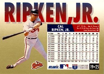 1993 Fleer Atlantic #19 Cal Ripken, Jr. Back