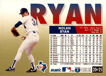 1993 Fleer Atlantic #20 Nolan Ryan Back
