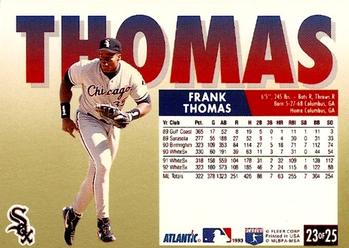 1993 Fleer Atlantic #23 Frank Thomas Back