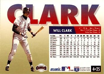 1993 Fleer Atlantic #4 Will Clark Back