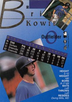 1993 Classic Best Gold #90 Brian Kowitz Back