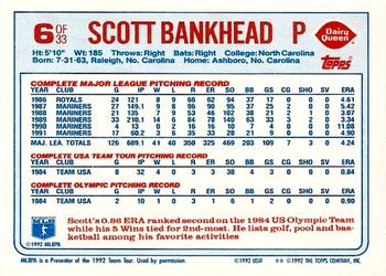 1992 Topps Dairy Queen Team USA #6 Scott Bankhead Back