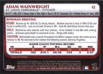 2011 Bowman #42 Adam Wainwright Back