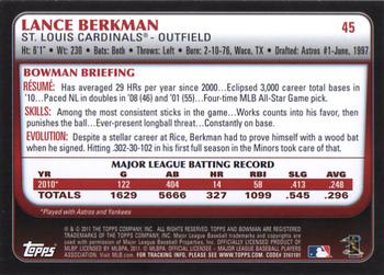 2011 Bowman #45 Lance Berkman Back