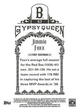 2011 Topps Gypsy Queen - Framed Green #63 Jimmie Foxx Back