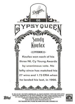2011 Topps Gypsy Queen - Framed Green #66 Sandy Koufax Back