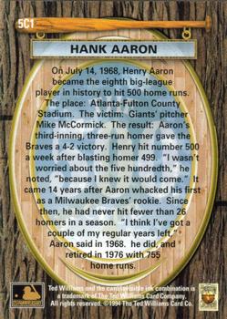 1994 Ted Williams - 500 Club #5C1 Hank Aaron Back