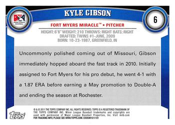 2011 Topps Pro Debut #6 Kyle Gibson Back