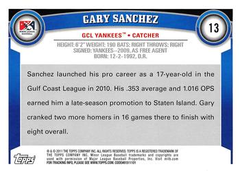 2011 Topps Pro Debut #13 Gary Sanchez Back