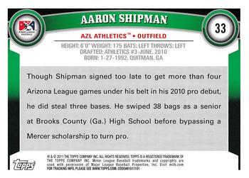 2011 Topps Pro Debut #33 Aaron Shipman Back