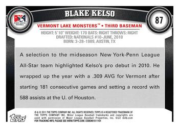 2011 Topps Pro Debut #87 Blake Kelso Back