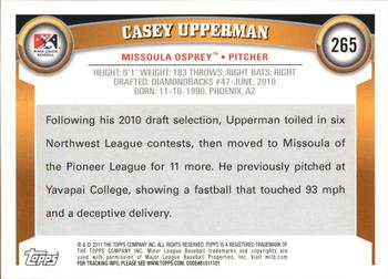 2011 Topps Pro Debut #265 Casey Upperman Back