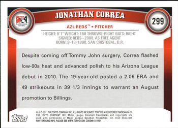 2011 Topps Pro Debut #299 Jonathan Correa Back
