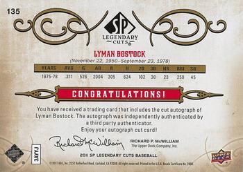 2011 SP Legendary Cuts #135 Lyman Bostock Back