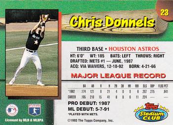 1993 Stadium Club Houston Astros #23 Chris Donnels  Back