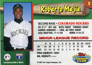 1993 Stadium Club Colorado Rockies #8 Roberto Mejia  Back