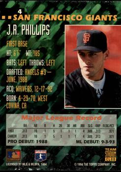 1994 Stadium Club Team #4 J.R. Phillips Back