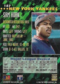 1994 Stadium Club Team #187 Sam Horn Back